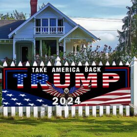 Trump 2024 Make America Great Again Patriot Eagle Fence Banner MLN2678FB