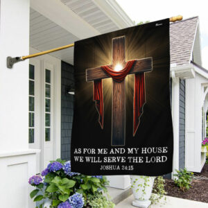 Jesus Christian Cross As For Me And My House Flag TQN2686F
