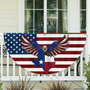 Texas Patriotic Eagle American Non-Pleated Fan Flag TQN2932FL