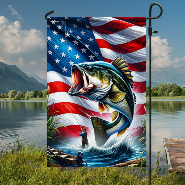 Bass Fishing American Flag MLN2930F