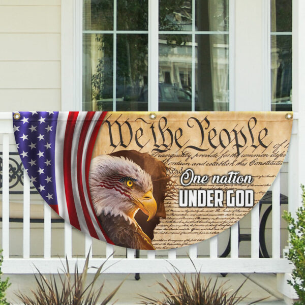We The People, One Nation Under God, American Eagle Jesus Non-Pleated Fan Flag TPT845FL