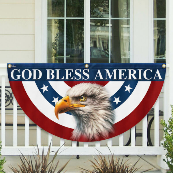 Patriotic Eagle God Bless America Non-Pleated Fan Flag MLN2850FL