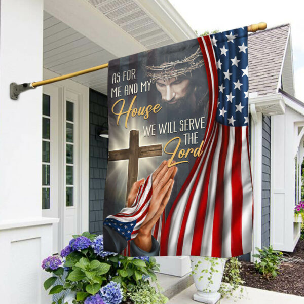 Christian Jesus We Will Serve The Lord American Flag TPT1785F