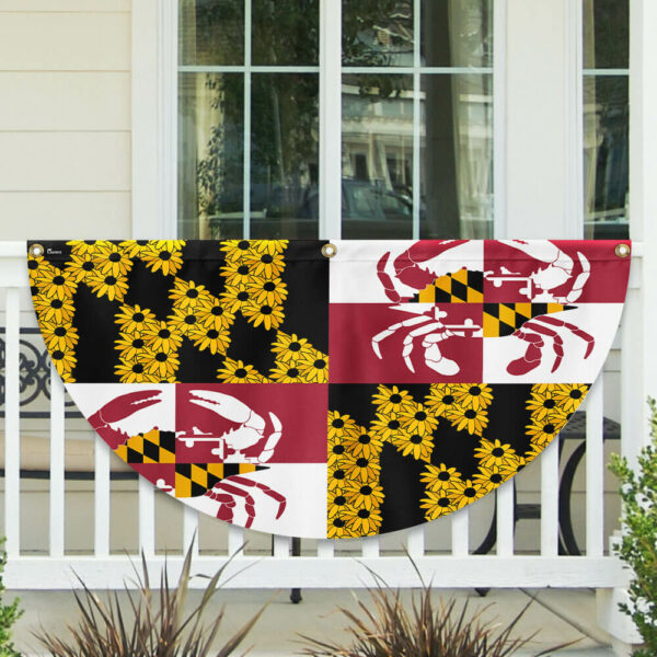Maryland State Crab and Black-eyed Susan Flower Maryland Non-Pleated Fan Flag TPT1686FL