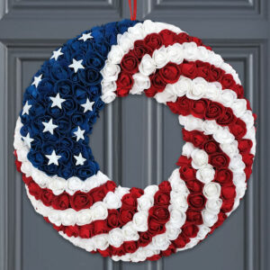 FLAGWIX Rose Patriotic Wreath Memorial Veterans Day 4th Of July Independence Day Decorations
