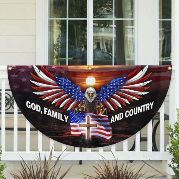 God Family and Country American Patriotic Eagle Non-Pleated Fan Flag MLN2894FL