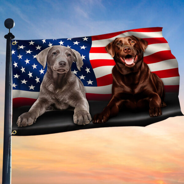 Labrador Retriever Dog Silver And A Chocolate Lab American Grommet Flag TQN2951GF