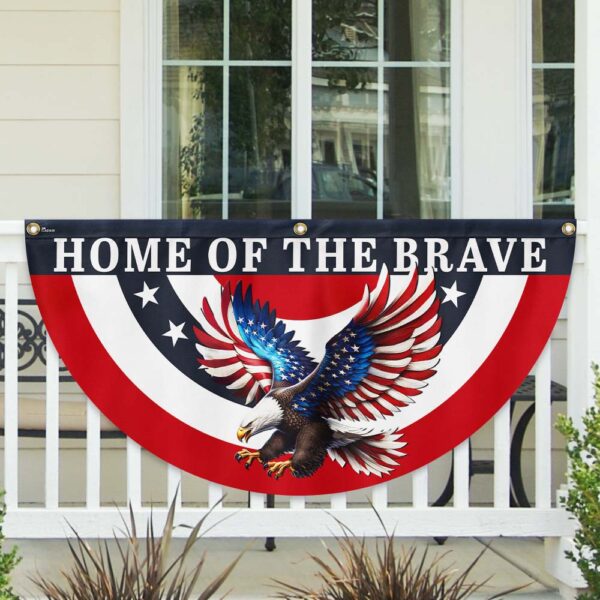 Patriotic Eagle Home of the Brave Non-Pleated Fan Flag MLN2919FL