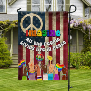 FLAGWIX Hippie Peace Sign Flag Imagine All The People Living Life In Peace Flag MLN2871F