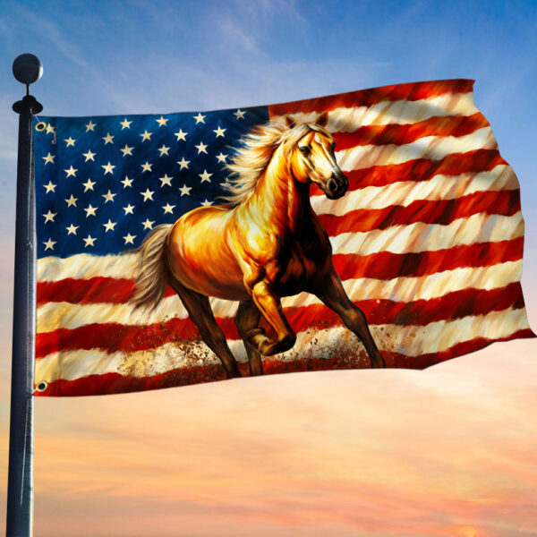 Patriotic Horse American Grommet Flag TQN2931GF