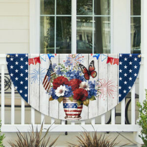 Patriotic Flowers Vase Happy Independence Day 4th of July Non-Pleated Fan Flag MLN2900FL