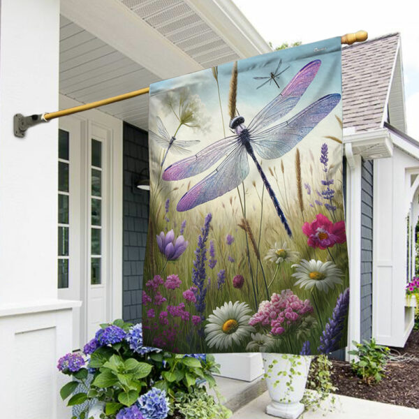 Dragonfly Flowers Welcome Spring Garden Flag TQN2969F