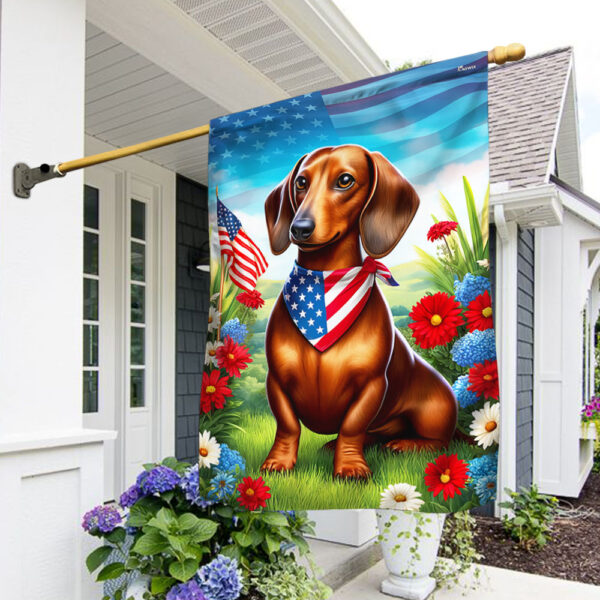 Patriotic Dachshund Wiener Dog 4th Of July Flag TQN2986F