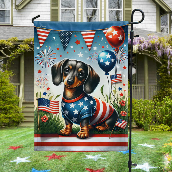 Dachshund Dog America 4th July Flag MLN3102F