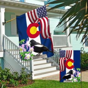 Colorado State Lark Bunting Bird and Columbine Flower Flag MLN1141Fv45 