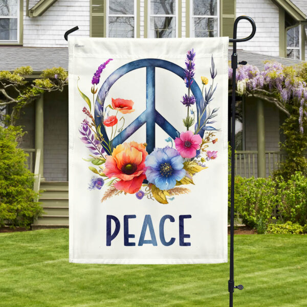 Hippie Floral Peace Sign Flag TQN3080F
