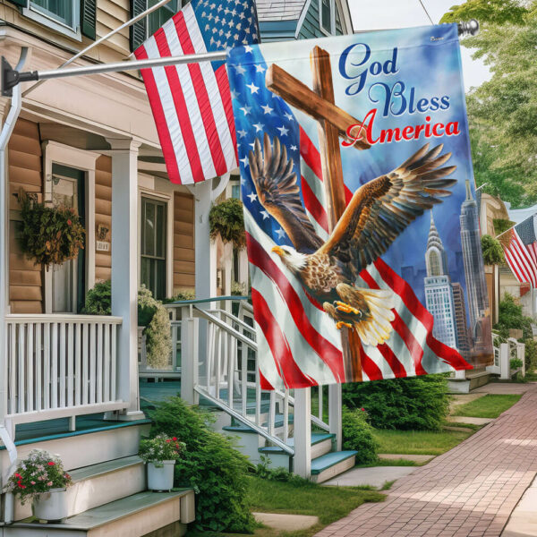 God Bless America Patriotic Eagle Flag MLN3095F