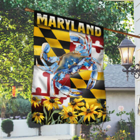 Maryland Blue Crab with Black-Eyed Susan Flowers Flag MLN2927F 