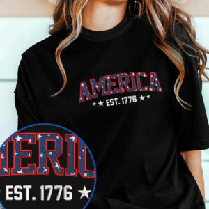 Happy 4th of July, America Est. 1776 Embroidered T-Shirt TPT1902TS