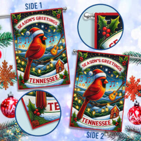 Tennessee Christmas Cardinal Season’s Greetings Merry Christmas Flag MLN2094F 