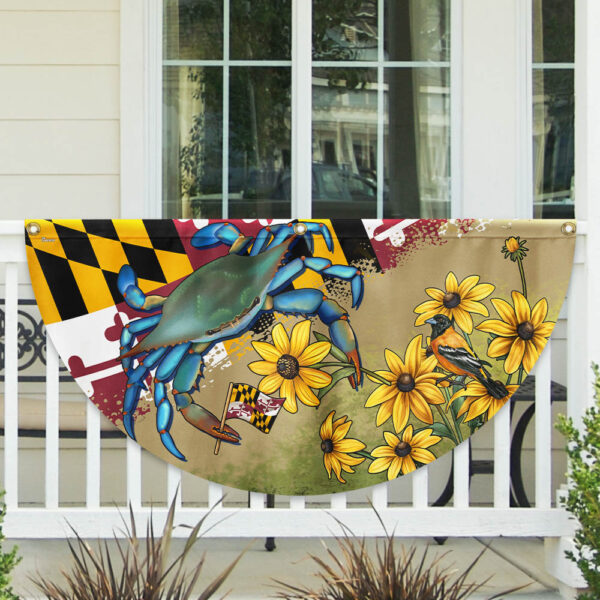 Maryland State Crab and Black-eyed Susan Flower Non-Pleated Flag TPT1843FL