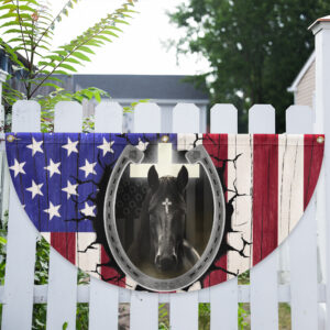 Happy 4th of July, Christian Patriotic Horse American Non-Pleated Fan Flag TPT1895FL