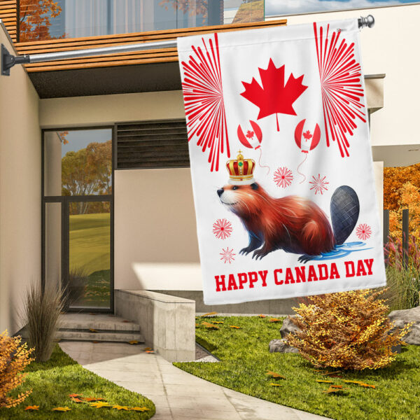 Funny Beaver Happy Canada Day Flag TPT1839F
