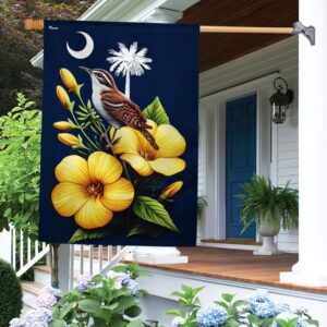 South Carolina Flag Carolina Wren Bird and Yellow Jessamine Flower Flag MLN3193F