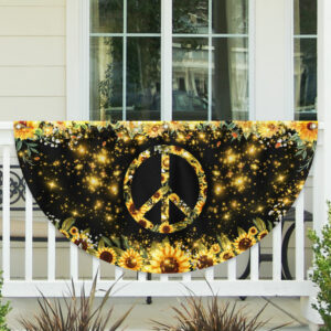 Sunflower Hippie Peace Sign Non-Pleated Fan Flag TPT2004FLn