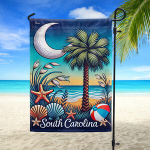 South Carolina Summer Beach Palm Tree Flag MLN3365F