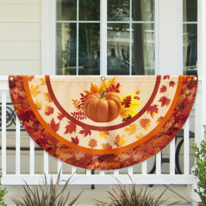 Fall Flag Pumpkin Thanksgiving Non-Pleated Fan Flag TQN3450FL