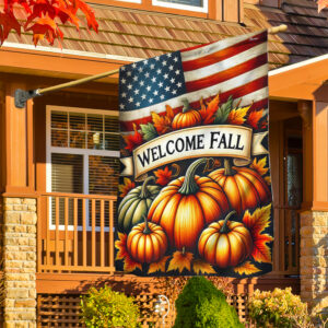 Fall Pumpkins Welcome Fall American Flag MLN3700F