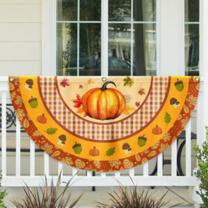 Fall Flag Pumpkin Thanksgiving Non-Pleated Fan Flag TQN3617FL