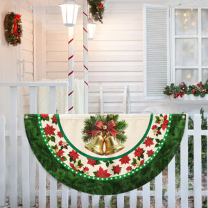 Christmas Flag Jingle Bells Poinsettia Flowers Christmas Tree Leaves Non-Pleated Fan Flag TQN3734FL