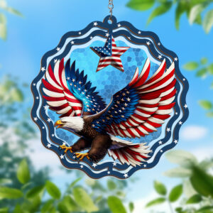 Patriotic Eagle Stained Glass Window Hanging Suncatcher TQN3705WH