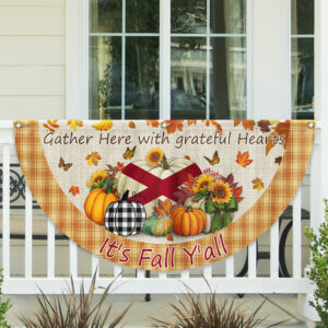 Fall Alabama Flag It's Fall Y'all Halloween Pumpkin Thanksgiving Non-Pleated Fan Flag TPT2188FLv2