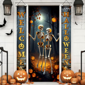 Skull Welcome Fall Happy Halloween Door Cover and Door Banners TPT2168CB