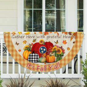 Fall Tennessee Flag It's Fall Y'all Halloween Pumpkin Thanksgiving Non-Pleated Fan Flag TPT2188FLv1