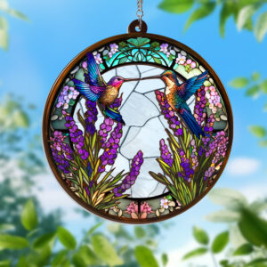 Hummingbird Stained Glass Window Hanging Suncatcher MLN3620WH