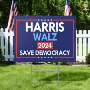 Harris Walz 2024 Save Democracy Kamala Harris Tim Walz Yard Sign MLN3774YS