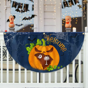 Welcome South Carolina Pumpkins Happy Fall Halloween Non-Pleated Fan Flag TPT1144FL