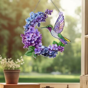 Hummingbird and Lilac Branch  Suncatcher Acrylic Hanging Window MLN3693AS