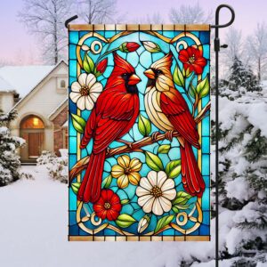 Cardinal Stained Glass Flag MLN3972F