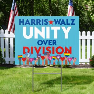 Harris Walz 2024 Unity Over Division Yard Sign Kamala Harris Sign MLN3991YS