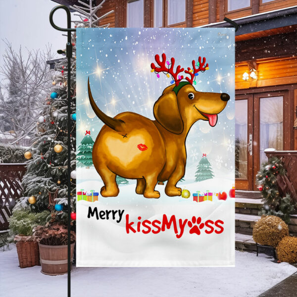 Funny Dachshund Christmas Merry KissMyAss Flag TQN3773F