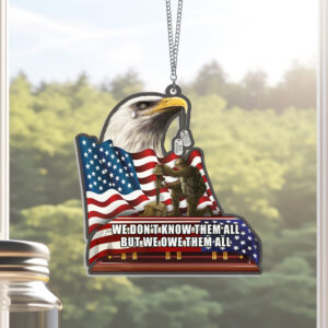 Veterans We Owe Them All, Memorial Patriotic Eagle American Suncatcher Acrylic Hanging Window TPT2201AS